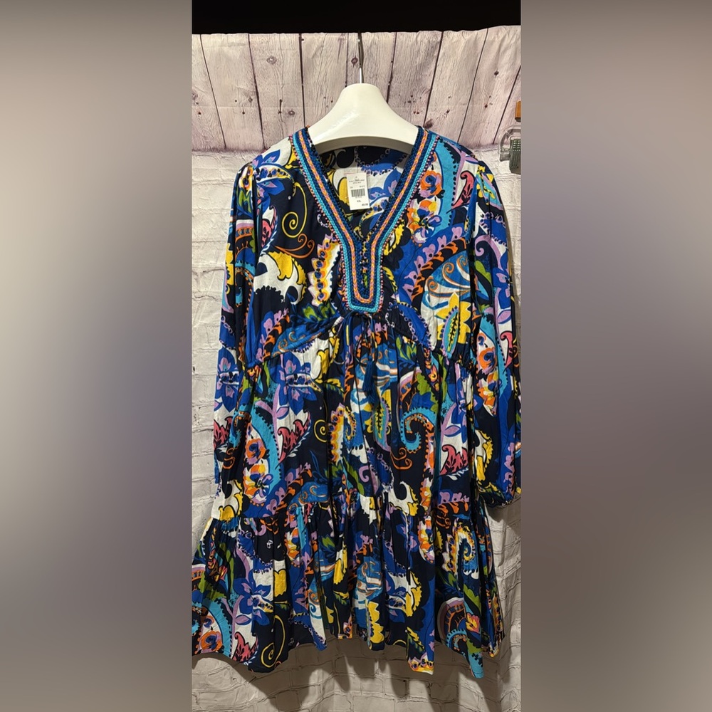 New XXLarge  Boho Multicolor Abstract Dress %100cotton - Picture 4 of 8